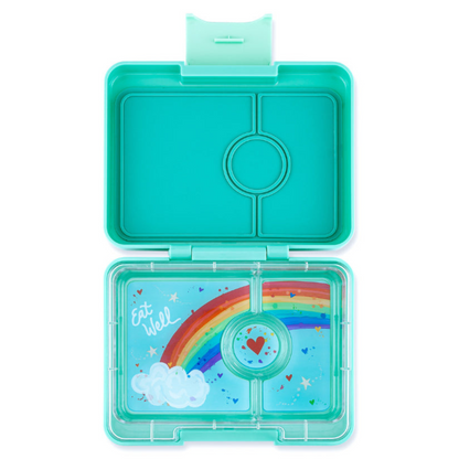 Yumbox Snack Lunch Box 3 sections - Tropical Aqua Rainbow 