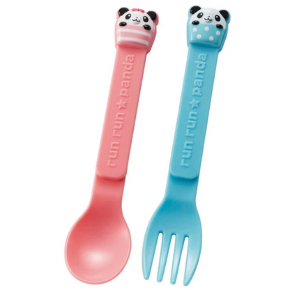 Ensemble cuillère et fourchette Torune - Panda rose et bleu