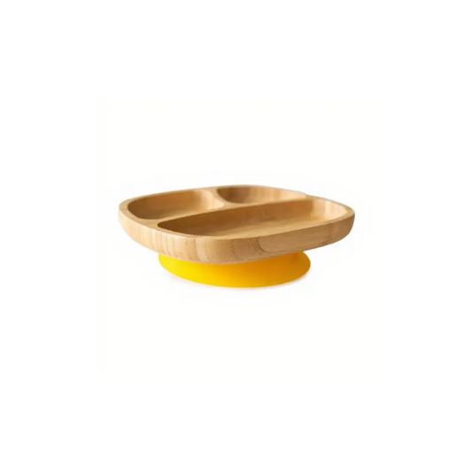 Assiette en Bambou Eco Rascals avec Ventouse - Jaune