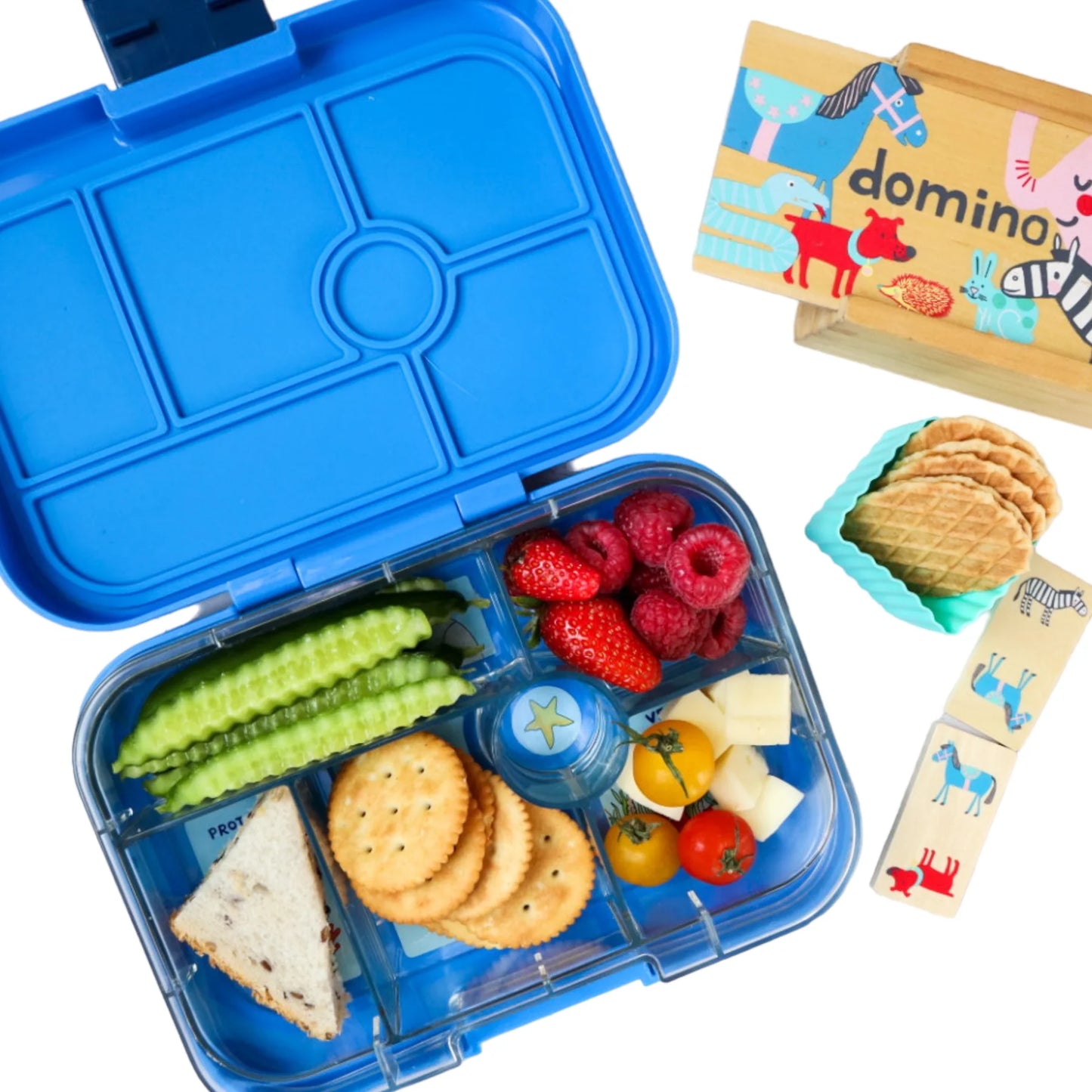 Yumbox Original Lunch Box 6 sections - Surf Blue Race Cars