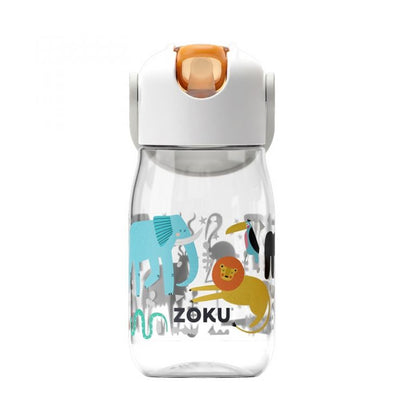 Botella con pajita Flip Straw - Transparente Safari 400ml
