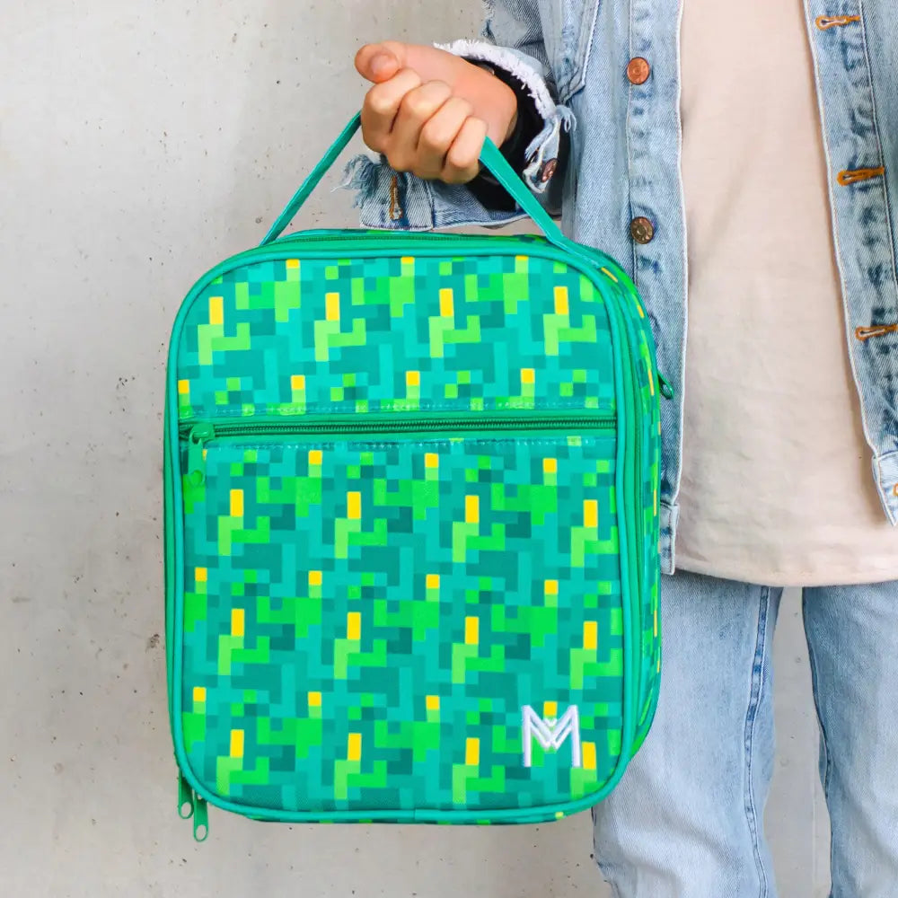 Bolsa de merienda Térmica Grande MontiiCo - Pixels - Verde