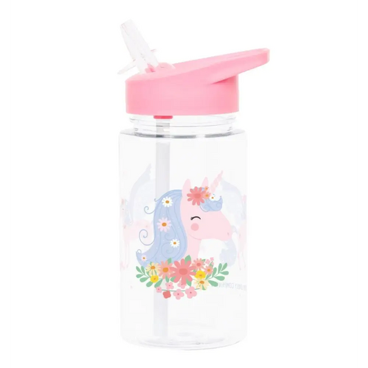 Botella con Pajita A Little Lovely Company - Unicornio 450ml