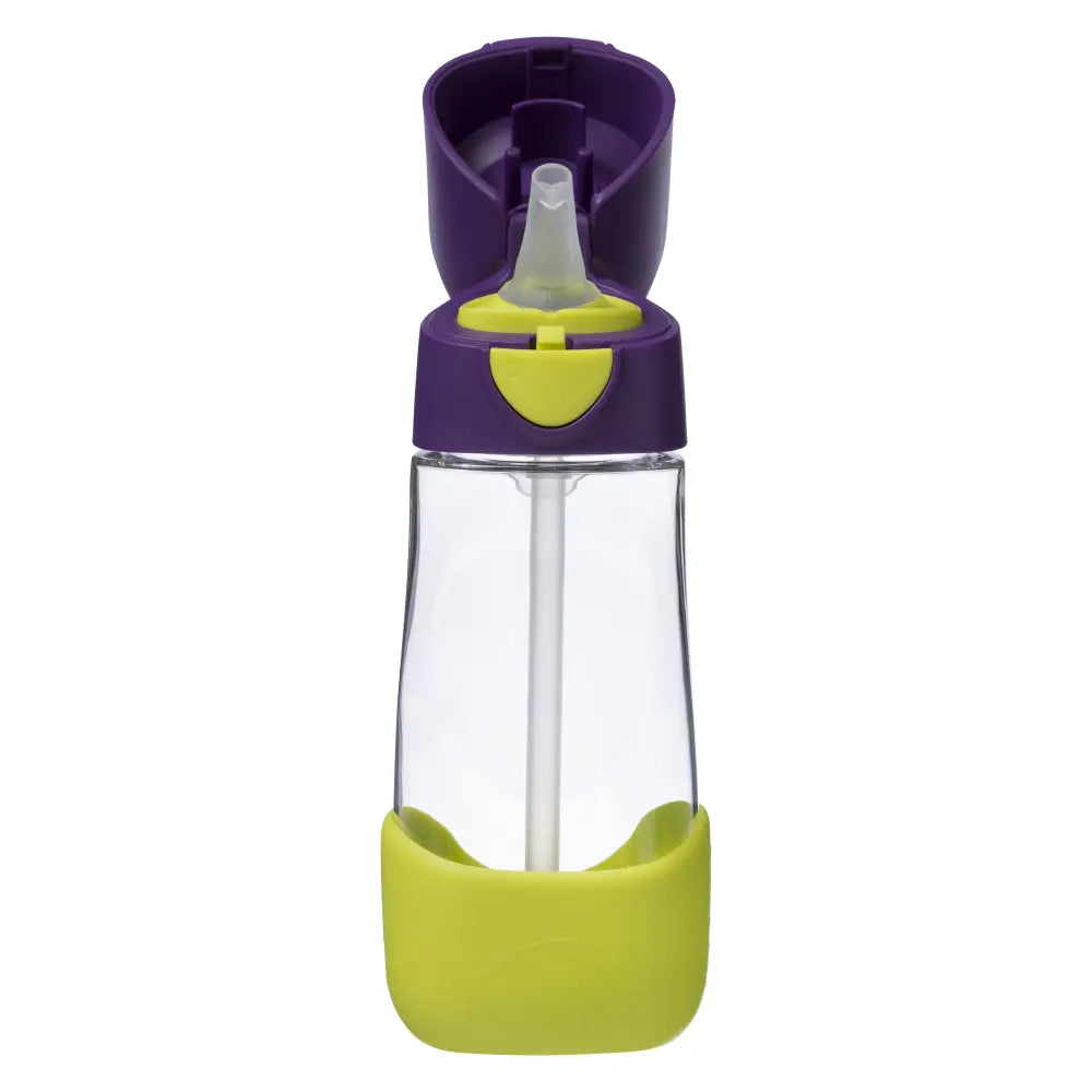 Botella con Pajita B.Box 450ml - Passion Splash - Morado