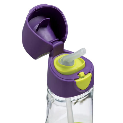 Botella con Pajita B.Box 450ml - Passion Splash - Morado