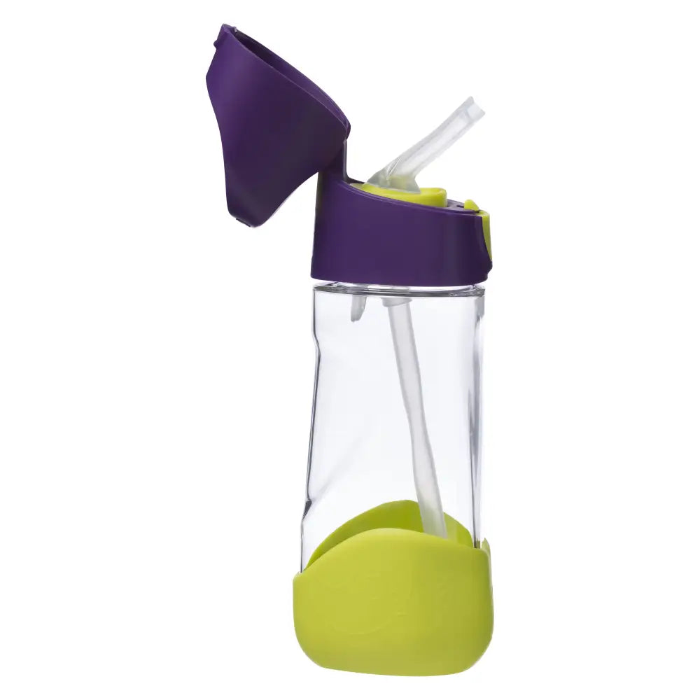 Botella con Pajita B.Box 450ml - Passion Splash - Morado