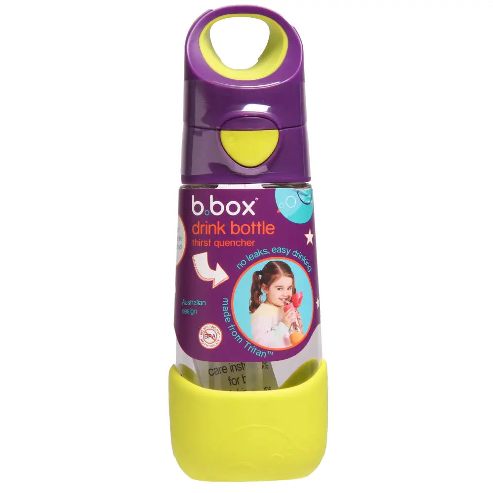 Botella con Pajita B.Box 450ml - Passion Splash - Morado