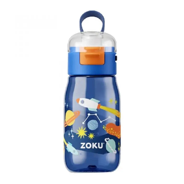 Botella Zoku Flip Gulp - Cohetes Azul 465ml - Azul - Zoku