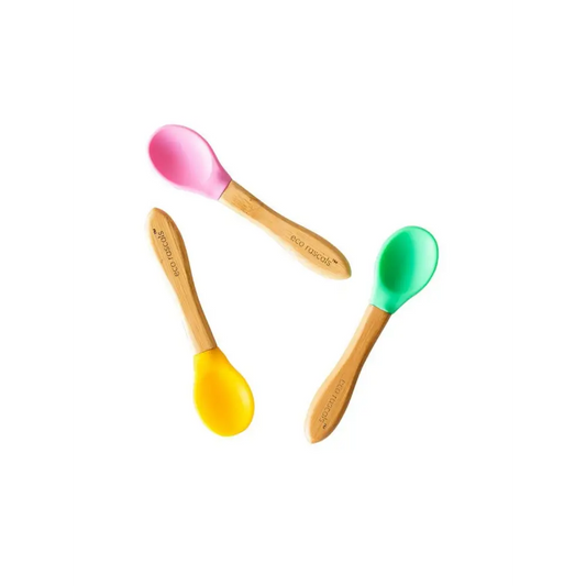 Cucharas de Bambú Eco Rascals Set de 3 - Rosa Verde Amarillo