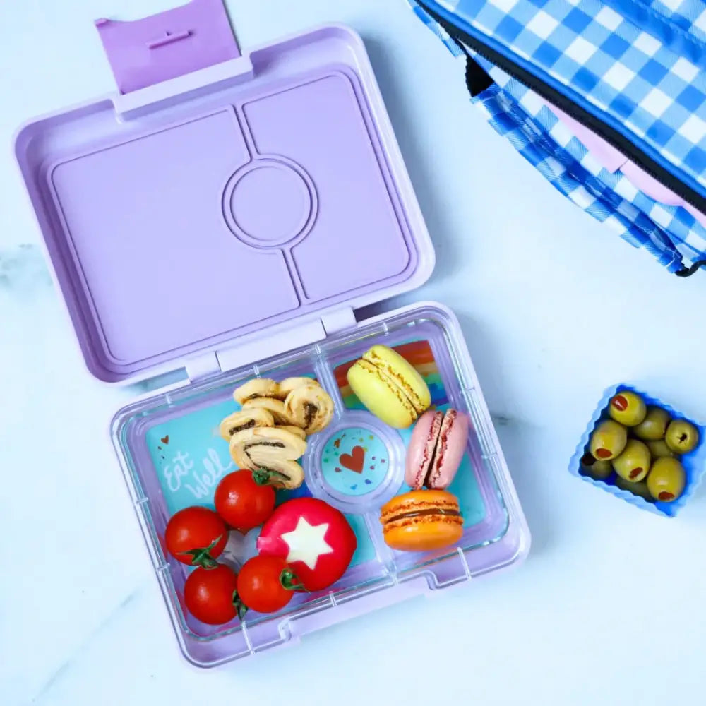 Fiambrera Yumbox Snack 3 secciones - Lulu Purple Rainbow