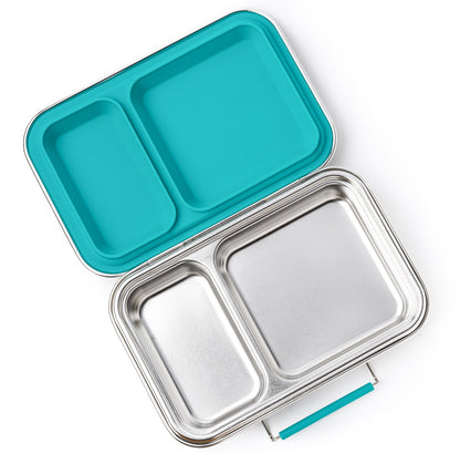 Boîte à lunch Lekkabox Duo en acier inoxydable - Bleu sarcelle