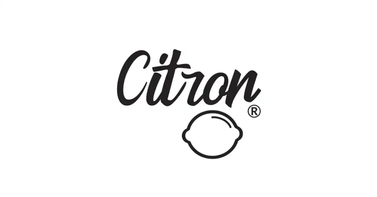 Logotipo de texto negro que presenta la palabra 'Citron' con un simple ícono de limón.