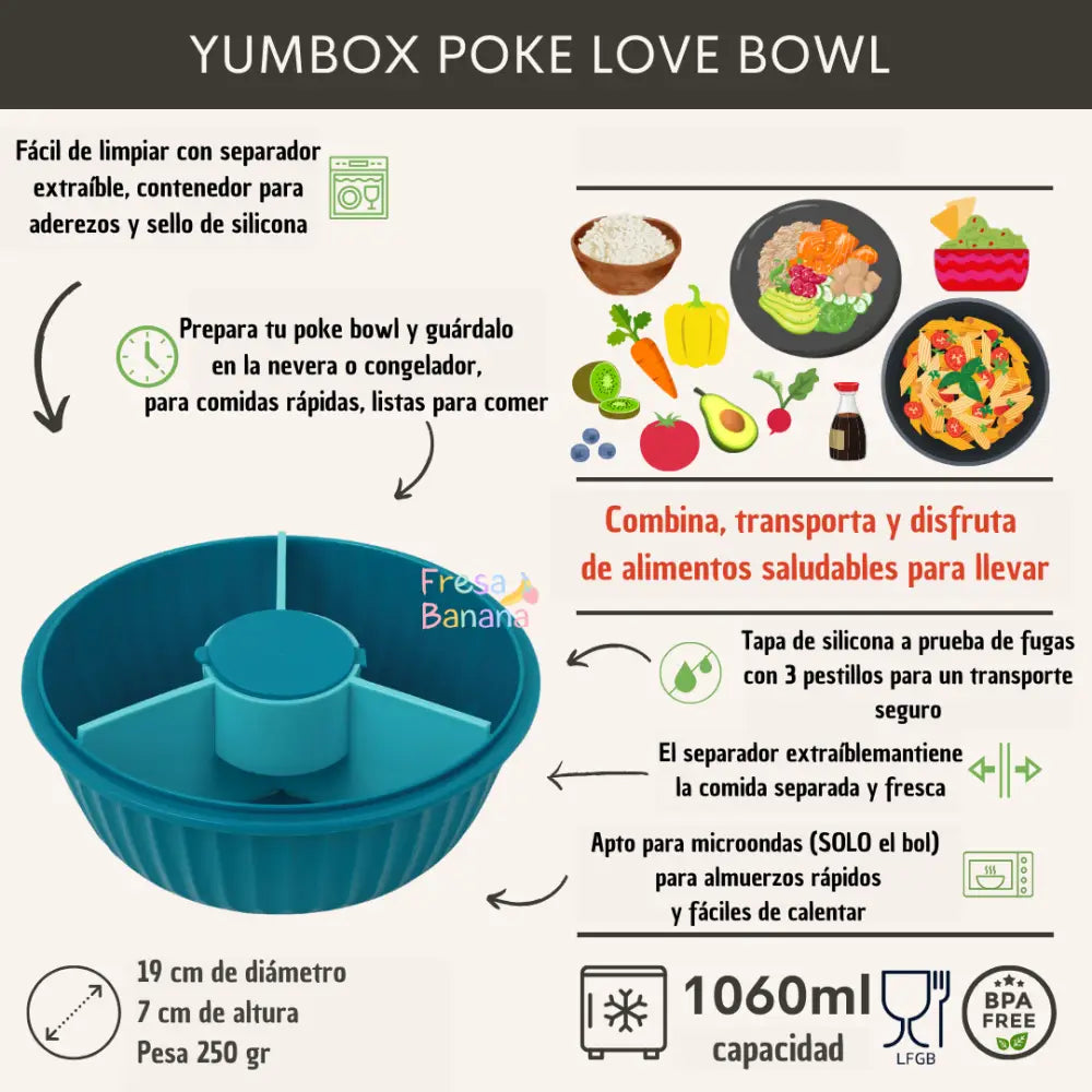 Poke Bowl Yumbox - Lagoon Blue - Azul - Yumbox