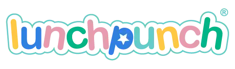 Logotipo de texto colorido que deletrea 'lunchpunch' con un símbolo de estrella entre 'lunch' y 'punch'